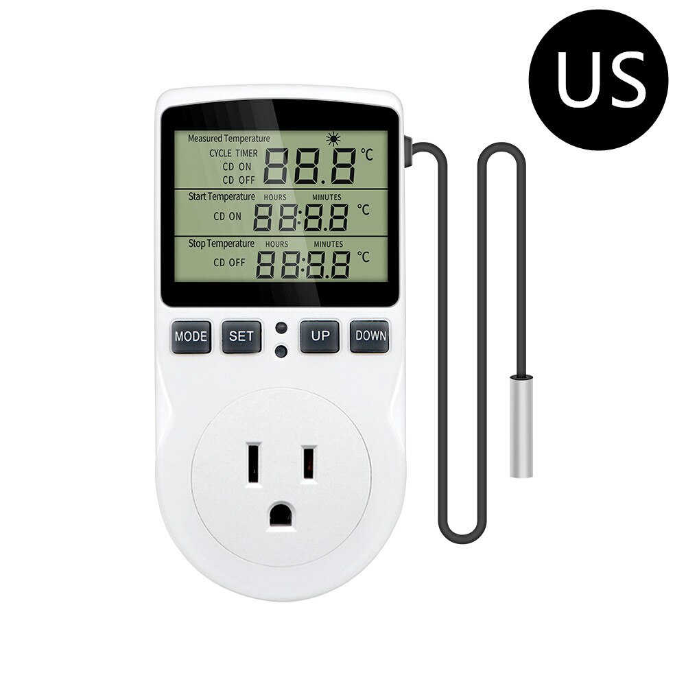 Termostato de enchufe con temporizador KT3100, controlador de temperatura multifunción, salida con temporizador, interruptor, Sensor, sonda, calefacción y refrigeración: US plug