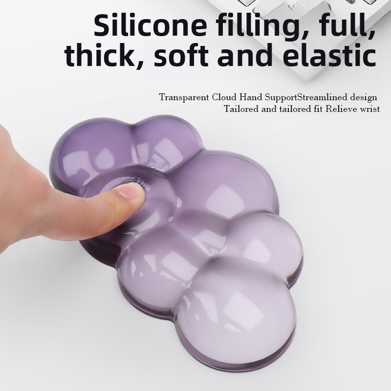 Mouse pad with wrist support keyboard support non-slip silicone transparent gradient cloud shape desktop office game mouse wrist