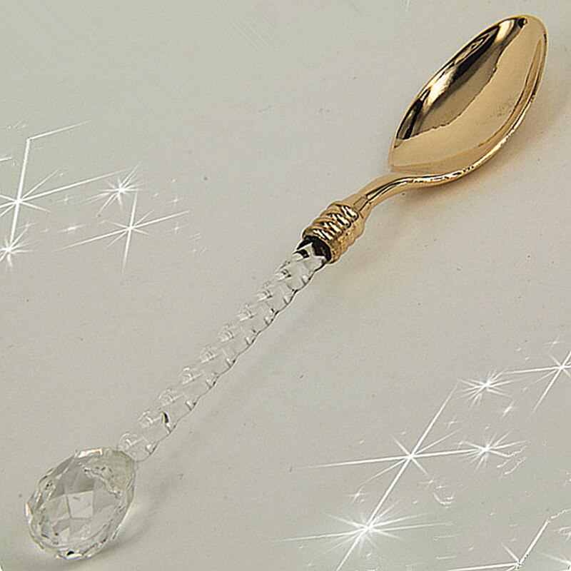 1PC estilo real clásico Cristal Tallado café cubertería, cuchara de postre cuchara para té o café pastel cuchara de postre