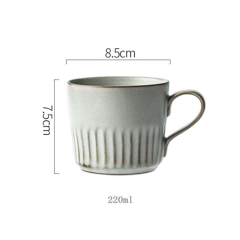 CHANSHOVA 225 to 350ml retro craft threaded ceramic coffee cup and saucer set porcelain threaded milk tea cup set H323: 3