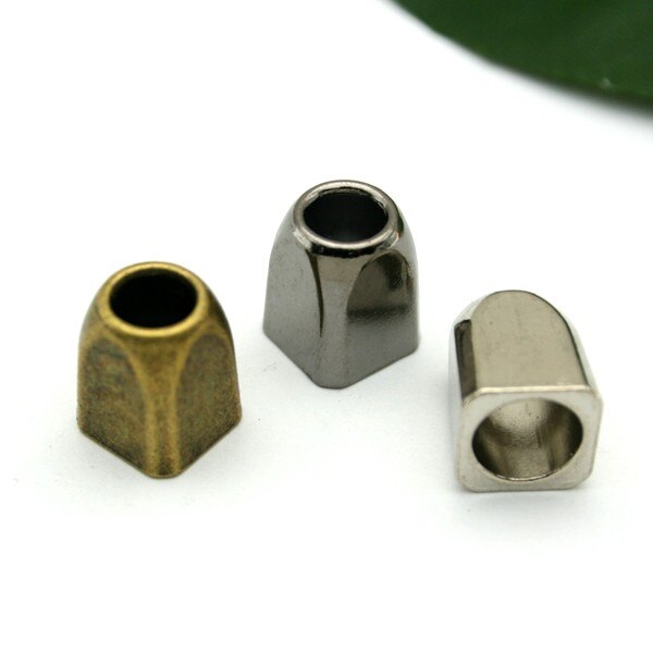 45 stks/partij BELL-008 metalen zinklegering bel stoppers vierkante cord ends lock nikkel, zwart, brons