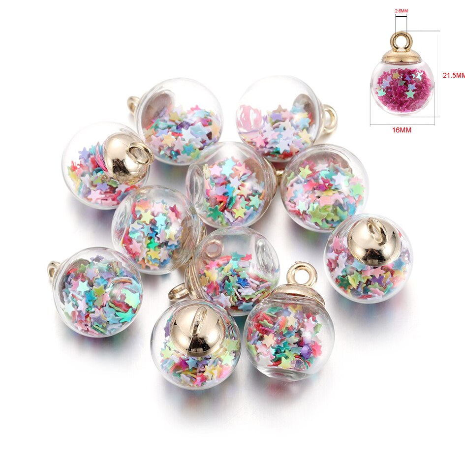 Lote de 10 unidades de adornos de perla de resina en miniatura para té de la leche, colgantes Boba, abalorios de botella para Llavero artesanal, joyería, accesorios para manualidades: Multicolor star