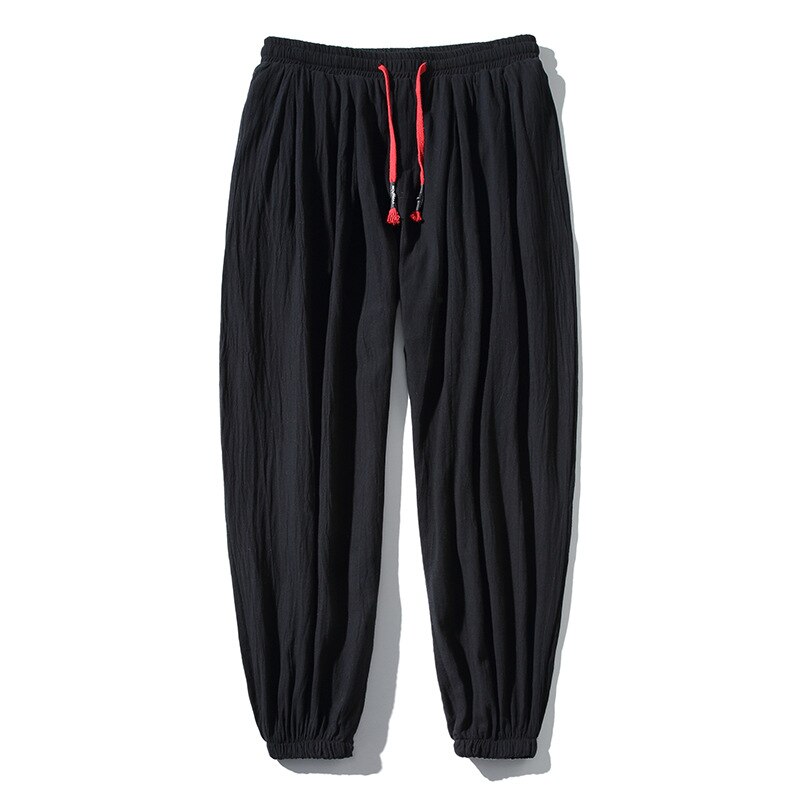 Plus size herre bomuldslinned løse afslappede bukser capri-bukser kung fu uniform kampsport herre cropped bukser artes marciales 5xl