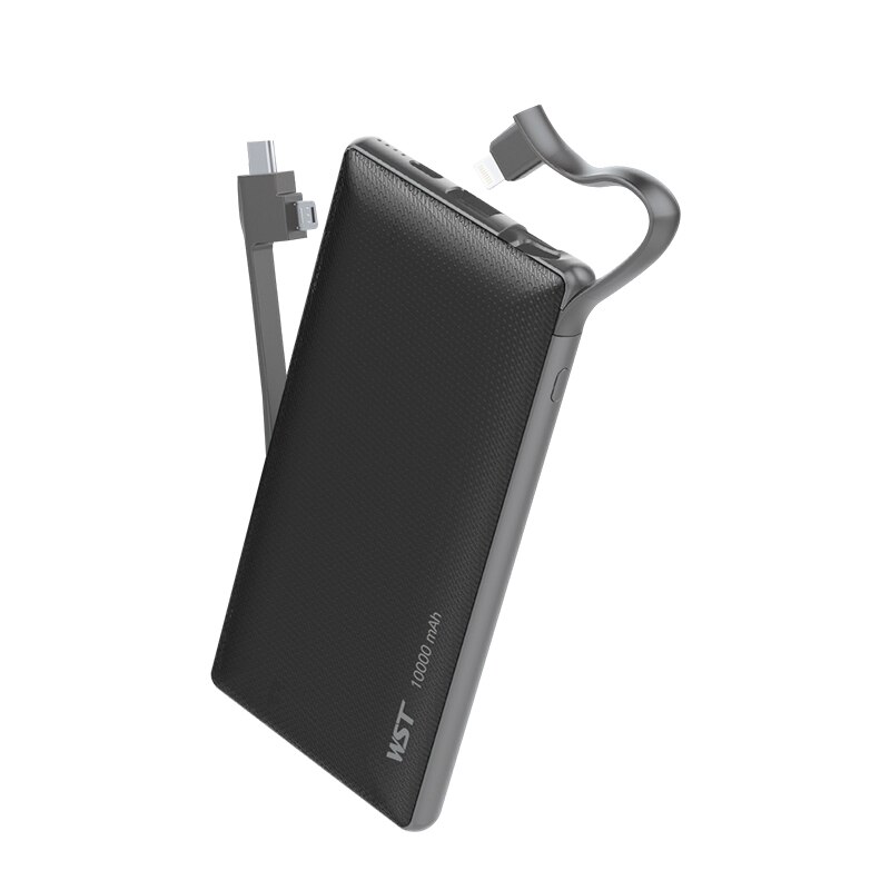 10000 Mah Draagbare Oplader Snel Opladen Power Bank Met Ingebouwde Type C Micro Usb Kabel Snel Opladen Voor Iphone samsung Xiaomi: Black