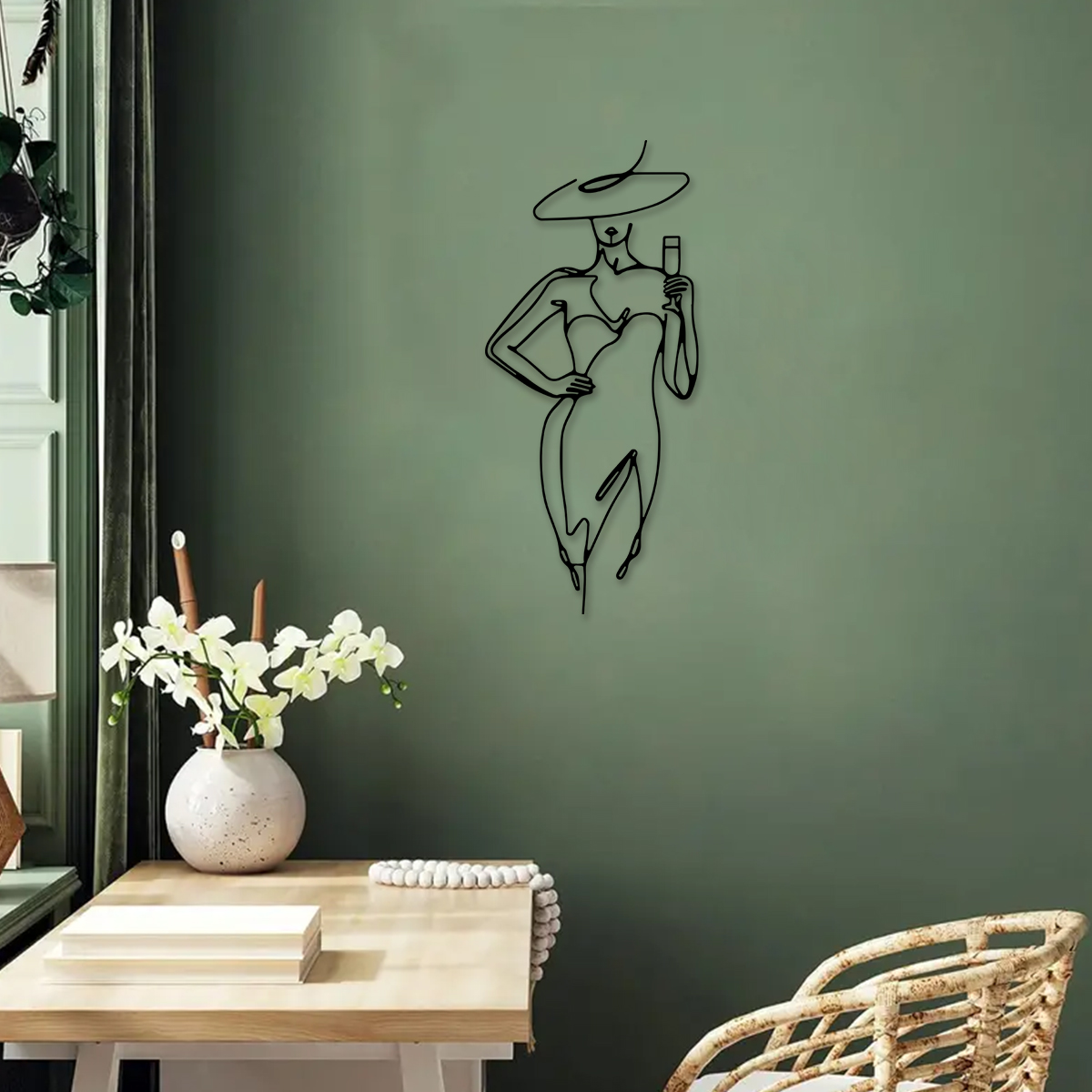 1Pc Elegante Dame Metalen Muur Kunst Decor Muur Opknoping Decor Woondecoratie Accessoires Voor Slaapkamer Badkamer Woonkamer