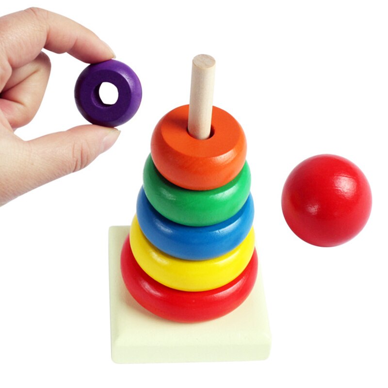 Anillo de madera apilado para bebés, anillo de madera de Color para bebés, juguetes de madera de colores para niños, de juegos divertidos de educación temprana para bebés chico chica