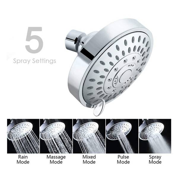 Shower Head, High Pressure 5 Settings Showerhead with Adjustable Swivel Ball Joint