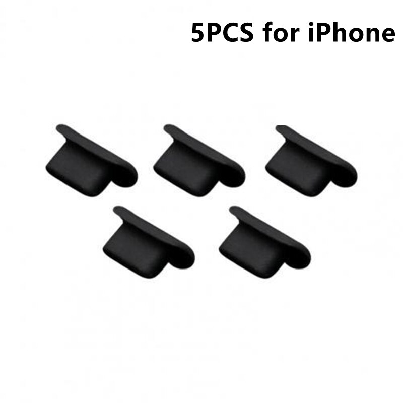 10Pcs Silicone Telefoon Stof Plug Poort Opladen Rubberen Pluggen Stofdicht Cover Cap Voor Iphone 13 12 Pro Max Samsung xiaomi Google Lg: 5 Black for iPhone