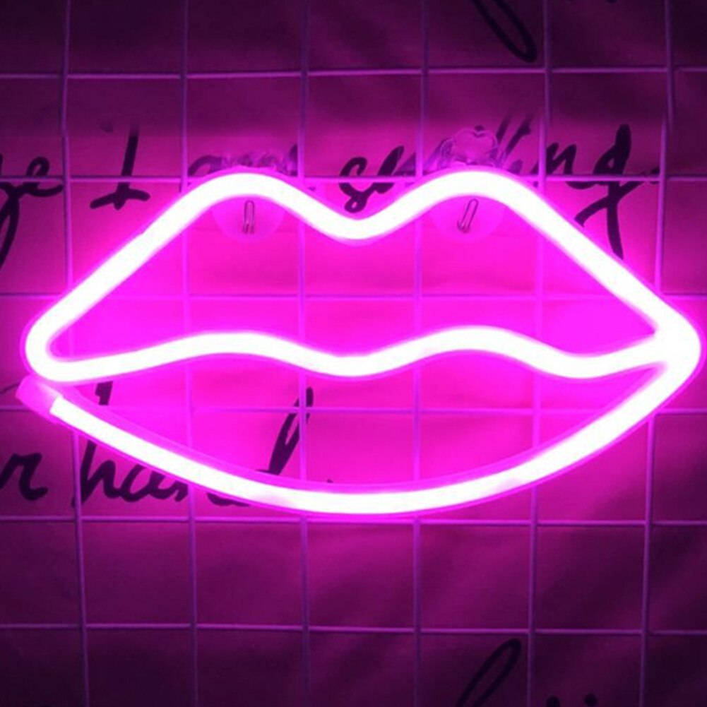 Led reklame græsplæne hjemmebåde neonlys strip bar fest have jul hotel skilte indretning indendørs udendørs foto rekvisitter: Lyserøde læber