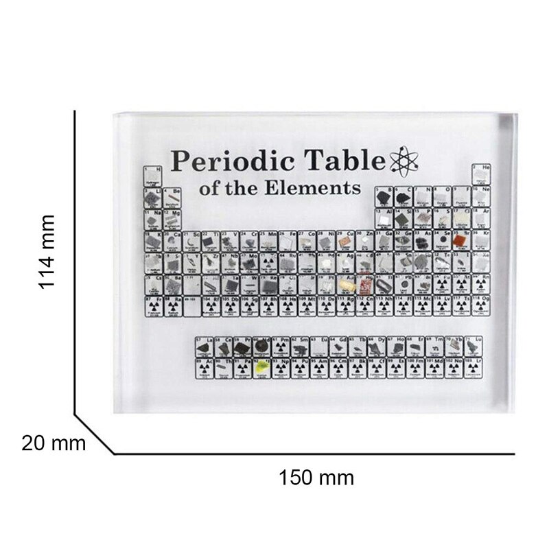 Akryl periodisk bord display med ægte ss børn undervisning skoledag fødselsdag kemiske s display