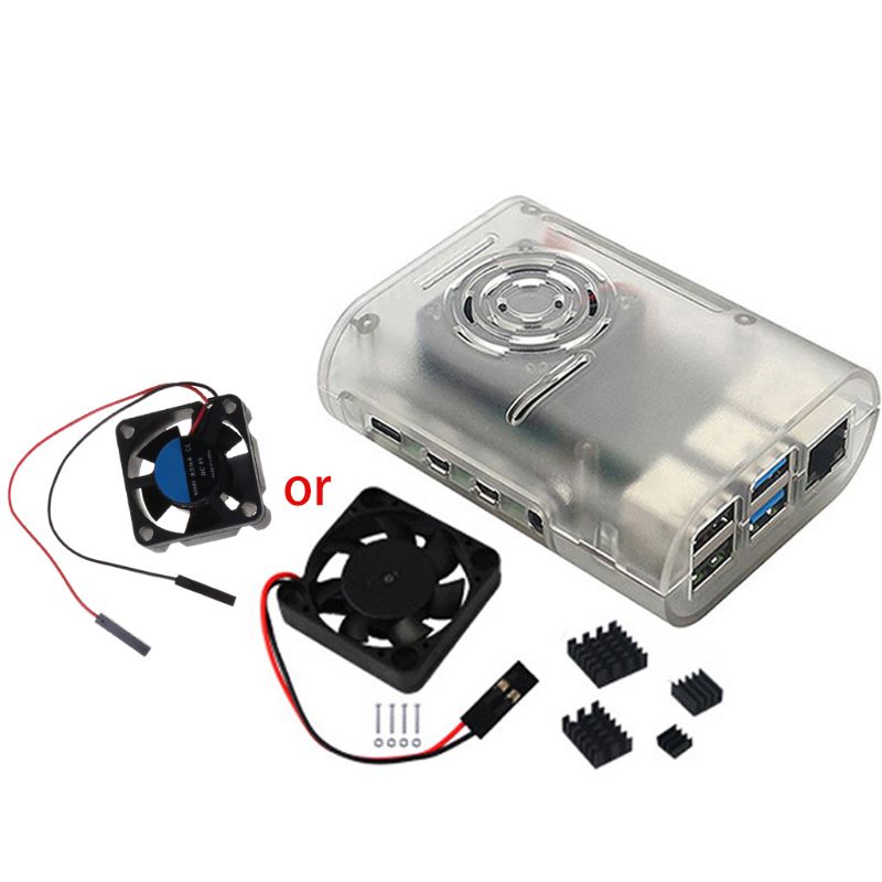 ABS Plastic Case Enclosure with Cooling Fan Heatsinks for Raspberry Pi 4 Model B