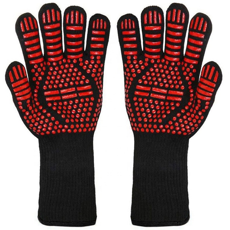 1/2 Stück hochtemperaturbeständige Grillhandschuhe, feuerfeste Ofenhandschuhe 500 800 ℃ Wärmeisolierende Mikrowellenhandschuhe zum Grillen: Orange