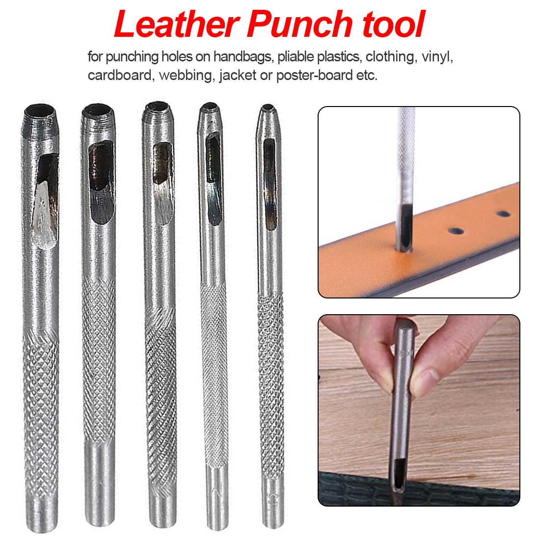 1 Pc Hole Maker Houten Handvat Naaien Stiksels Ponsen Naaien Levert Ijzer Punch Gereedschap Lederen Craft Tool