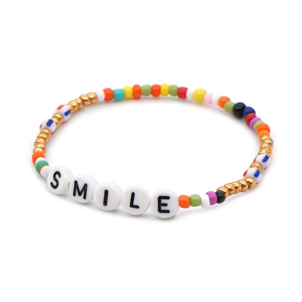 Shinus Kandi Armbinde Für Frauen Boho LIEBE knapp Armbänder Für Mädchen Bohemien Regenbogen Kandy Schmuck Mehrfarbig Perlen Pulsera
