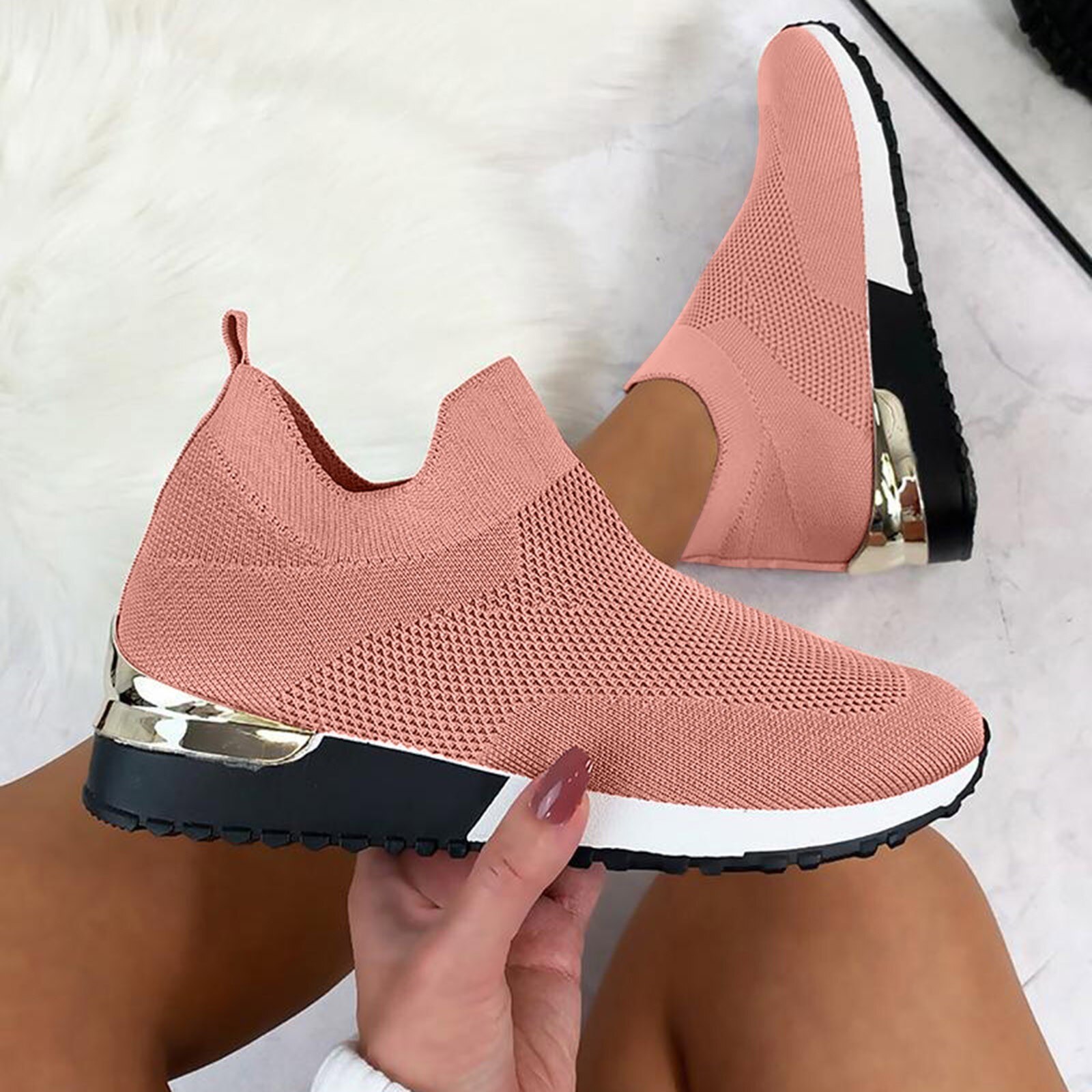 Vrouwen Mesh Schoenen Flats Outdoor Sneakers Lente Effen Kleur Sport Schoenen Runing Ademende Schoenen Sneakers Flats