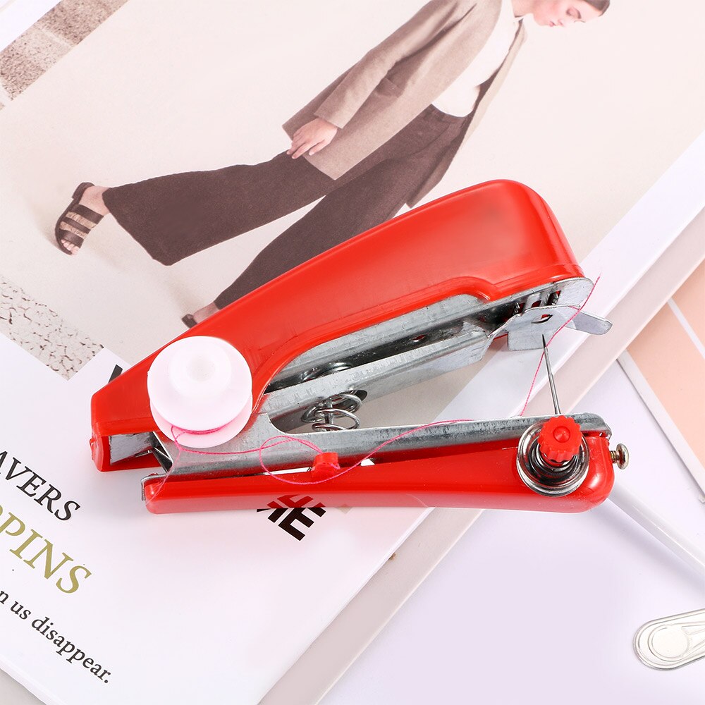 1 PC Useful Portable Needlework Cordless Red Mini Hand-Held Clothes Sewing Machine Handwork Tools maquina de coser