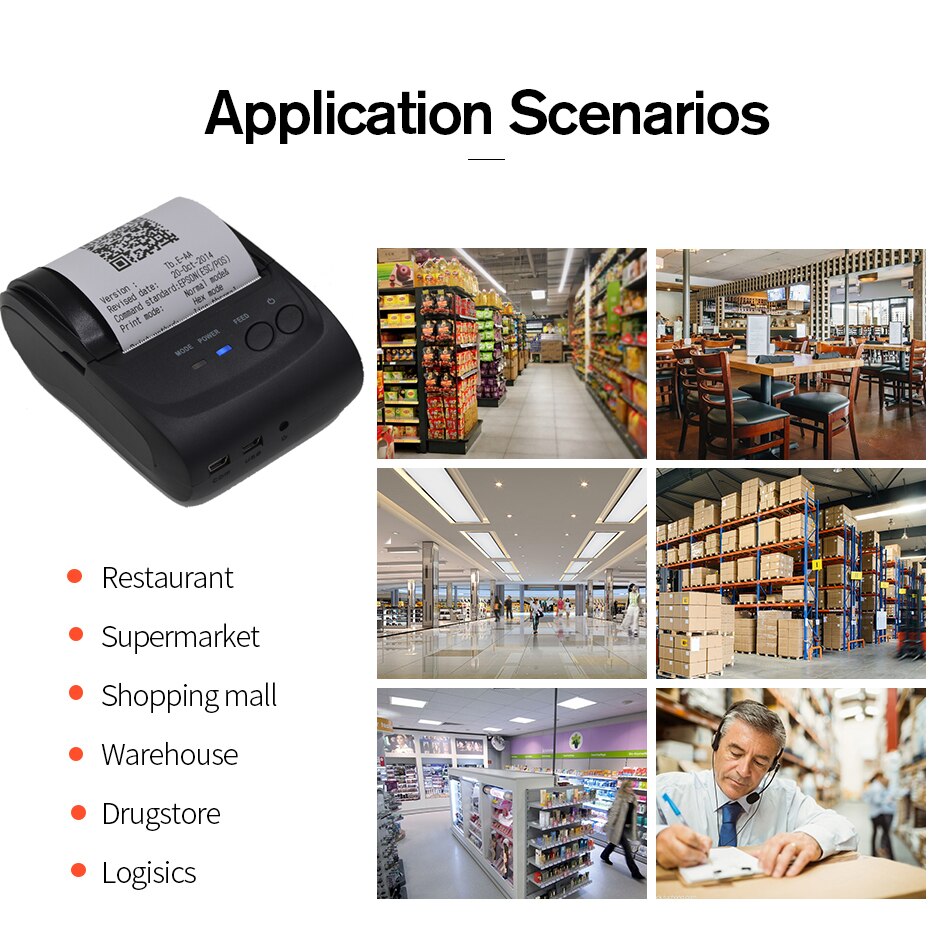Trådløs bluetooth kvittering termisk printer bærbar personlig regning printer 2 tommer 58mm mini usb pos printer til restaurant