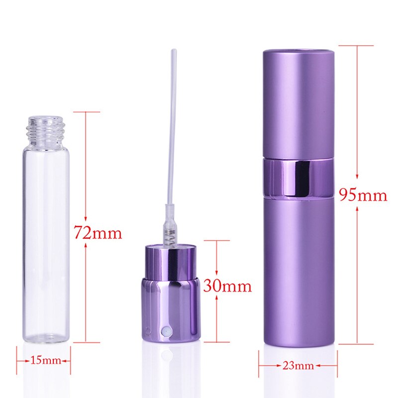 8ml draagbare parfumflesjes van metaal en aluminium, cosmetische sprayflesjes voor op reis, parfumflesjes van glas