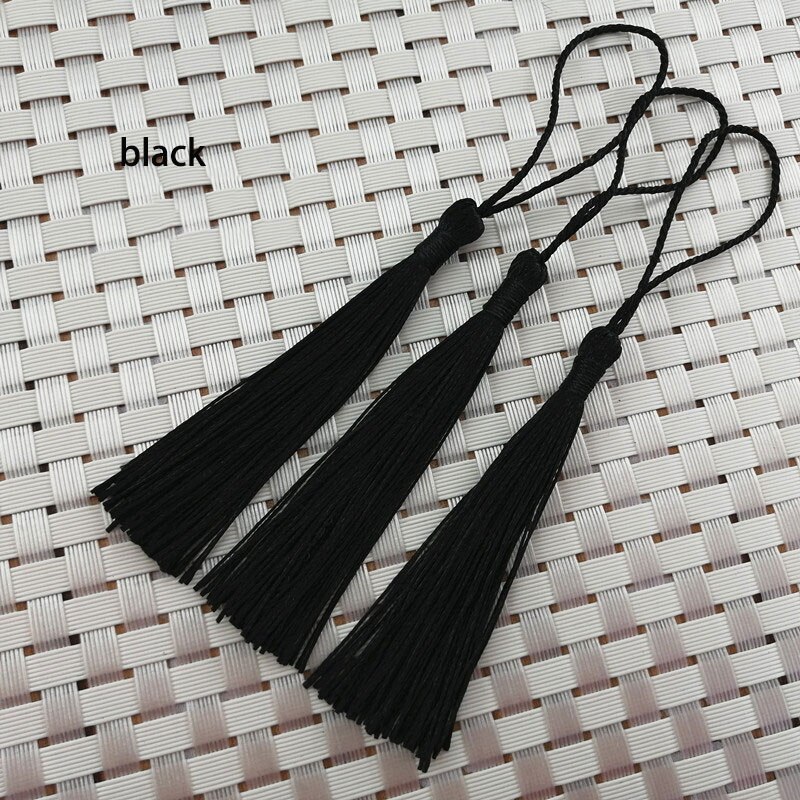 100 stuks/partij kwastjes zijden franje naaien bang bloem kwastjes decoratie decoratieve hanger kwastjes voor gordijnen woonaccessoires: Zwart