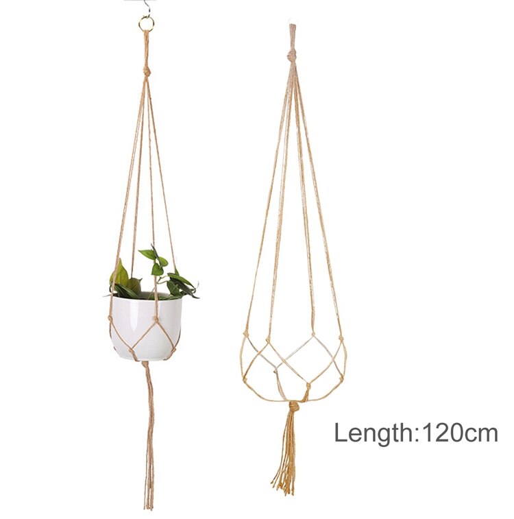 Macramé hecho a mano colgador de plantas cestas soporte para macetas balcón colgante maceta cesta decoración cuerda de elevación suministros de jardín para el hogar