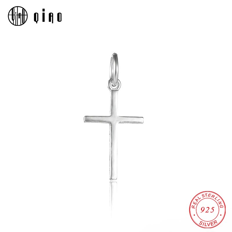 Een Stuk Charm Glad 925 Sterling Zilveren Kruis Hanger Voor Christelijke Ketting Armband Maken Christus Jesu Zilveren Kruis
