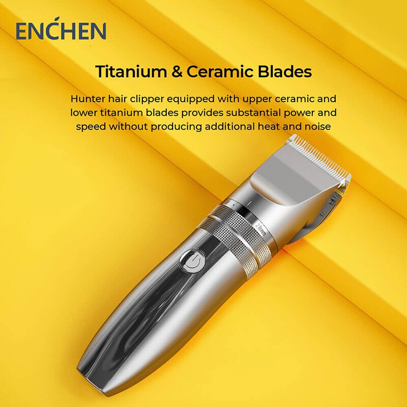 Enchen Hunter Electric Cordless Hair Clipper Beard Trimmer R-Shaped Acute Angle 8000r/m High Rotating Speed Motor 55dB Low Noise