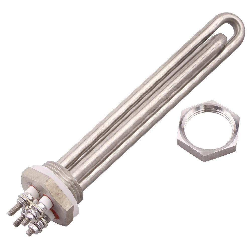 AIICIOO DN25 Stainless Steel Heating Element Immersion for liquid 1inch BSP Thread 32mm 12v 400w: with locknut