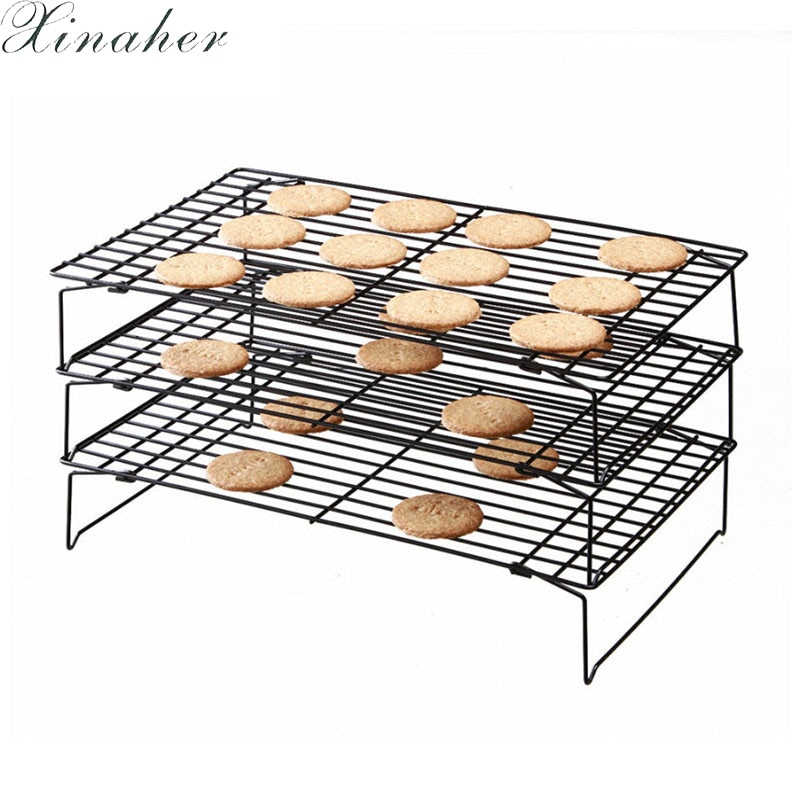 XINAHER 3 lagen stapelbaar koeling rack metalen cake cookie koekjes brood koelrek netto mat houder droog koeler voor koken