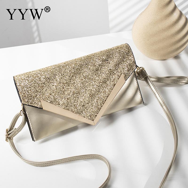 Mode Lovertjes Envelop Clutch En Schoudertas Goud Zwart Messenger Tote Bag Voor Werk Zakelijke Banket Party Koppelingen Purse: gold