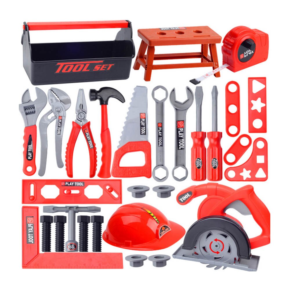 Børn værktøjskasse kit legetøj til drenge børn foregiver legesæt simuleringsreparationsværktøj bor skruetrækker reparation huslegetøj værktøjssæt: A6