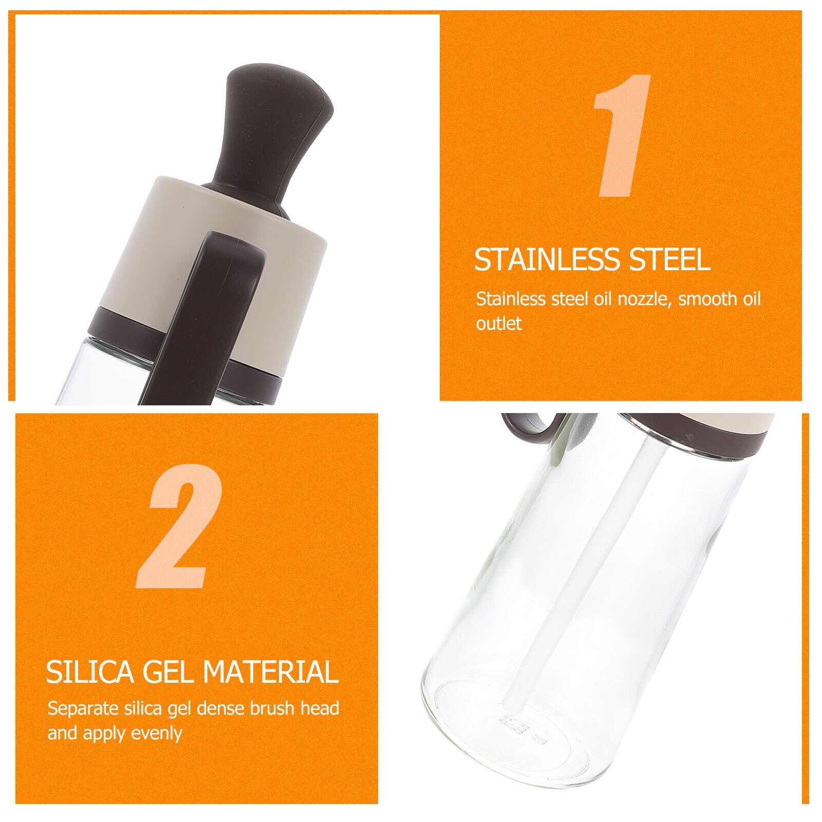 Large-capacity Kitchen Oil Pot Two-in-One Glass Oilcan Condiment Container with Brush