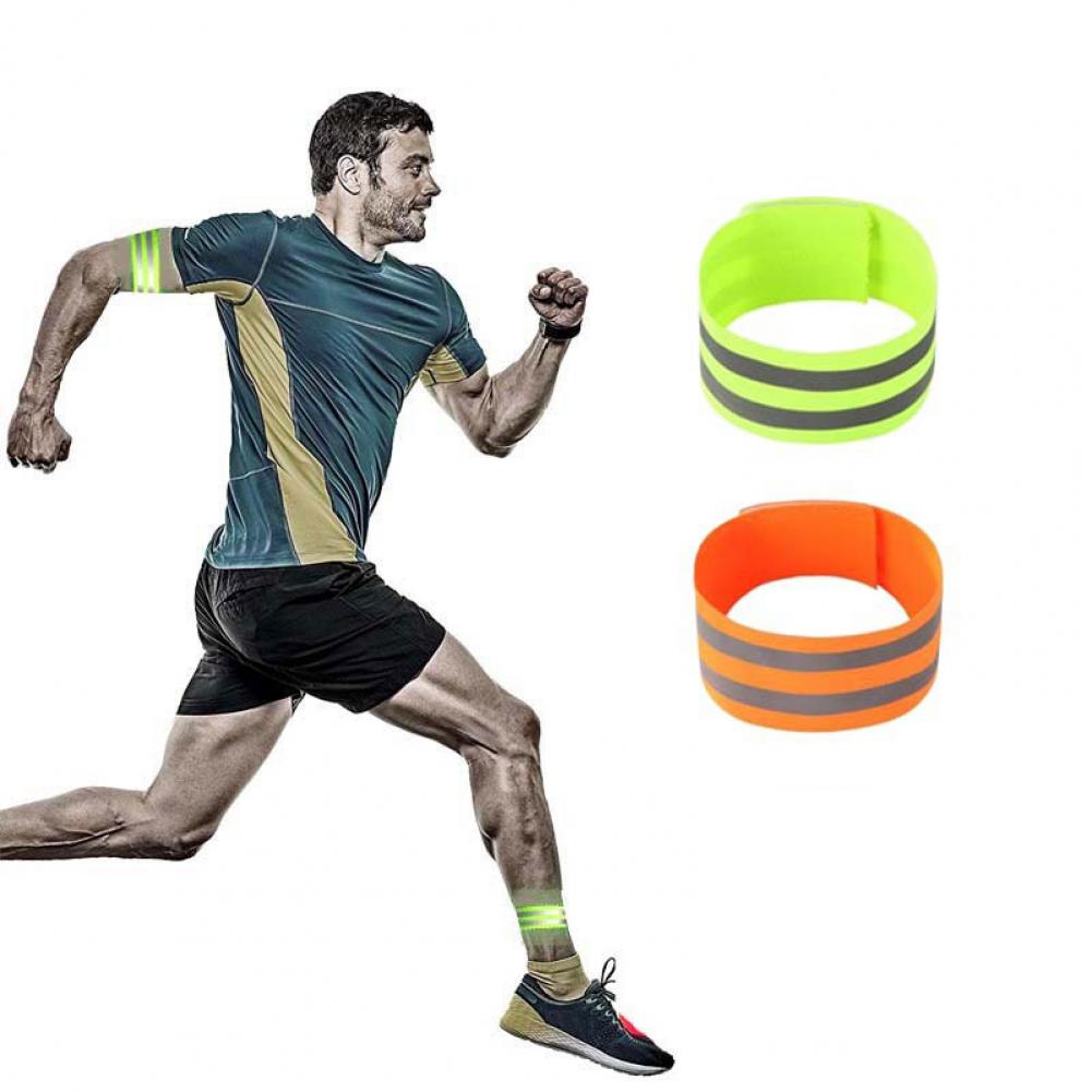 2Pcs Self-Adhesive Cycling Reflective Bands Magic Stickers Tapes Safety Leg Straps Strips Warning Armband Reflector Wristband