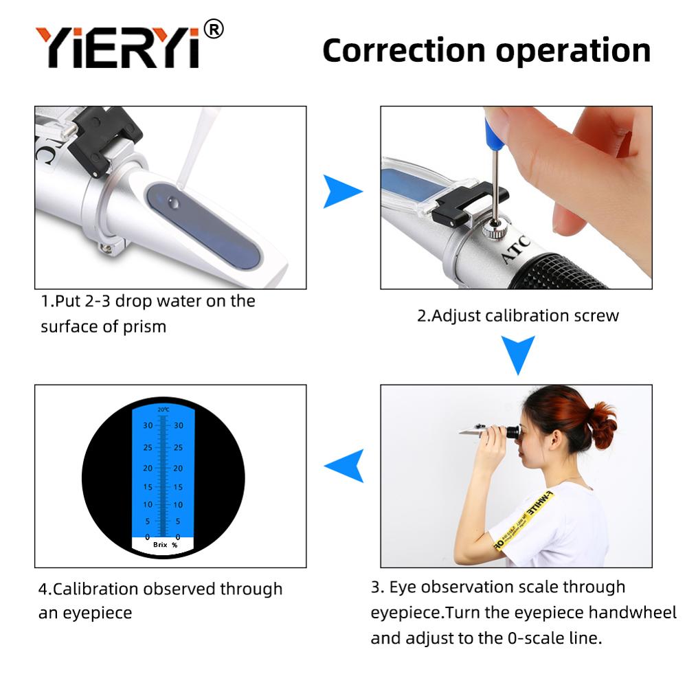 yieryi Brix 0-32 Refractometer Hand Held Refractometer ATC Optical Test Meter With black bag