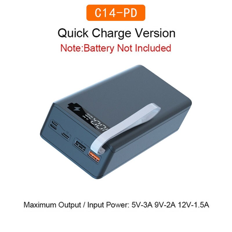 18650 Battery Storage Box Power Bank Wireless Charger Power Box Case DIY External Battery Case 18650 Battery Holder Box: Black Quick Charge