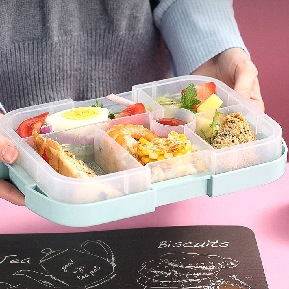 Healthy Material Children Bento Box 6 Compartments Lunchbox Microwave Dinnerware Food Storage Container Snack Box Picnic Travel