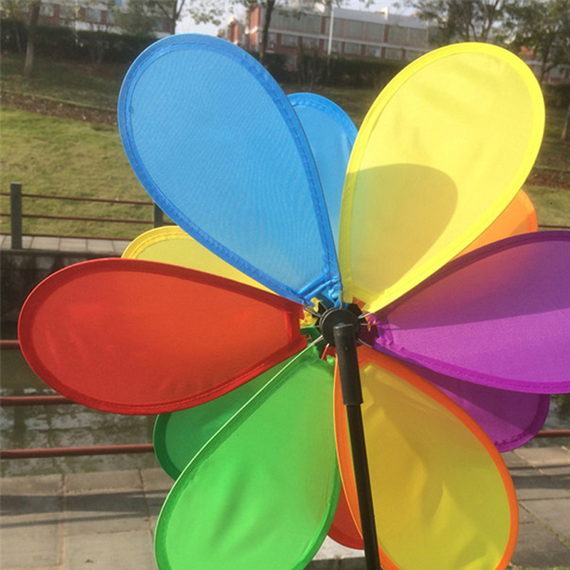 Sunflower Windmill Wind Spinner Rainbow Whirligig Wheel Home Yard Decoration