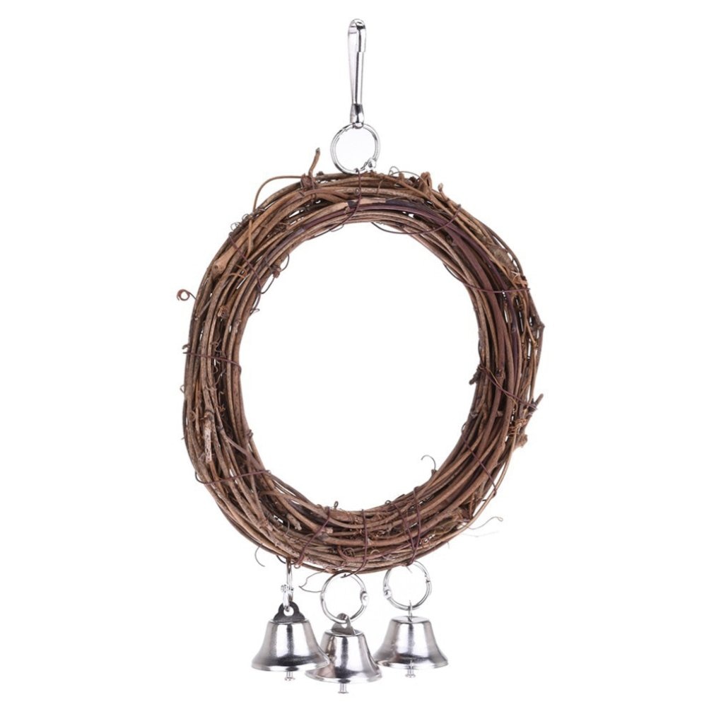 Bird Parrots Hanging Swing Chew Toy Birds Standing Pet Toy Supplies Parrots Vine Rattan Swing Hanging Climbing Ring