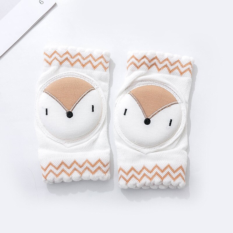 0-3Years Baby Knee Pads Infant Non Slip Crawling Elbow Cartoon Animal Mesh Breathable Kneepads Protector Toddler Safety Cushion: Light coffee fox