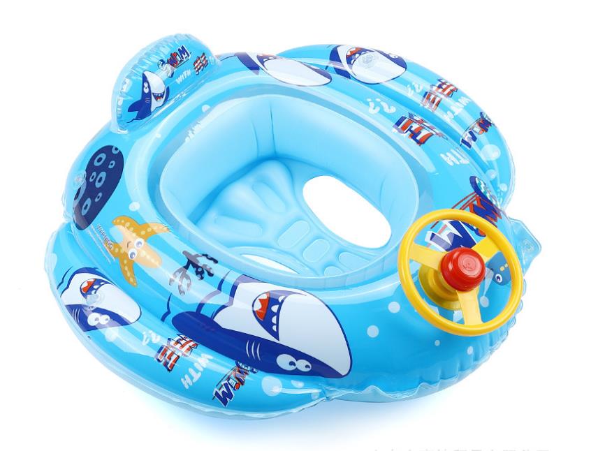 Summer Baby Swimming Ring Cartoon Cute with Steering Wheel Thick Cute Round Shape Watering Float Seat Ring: E