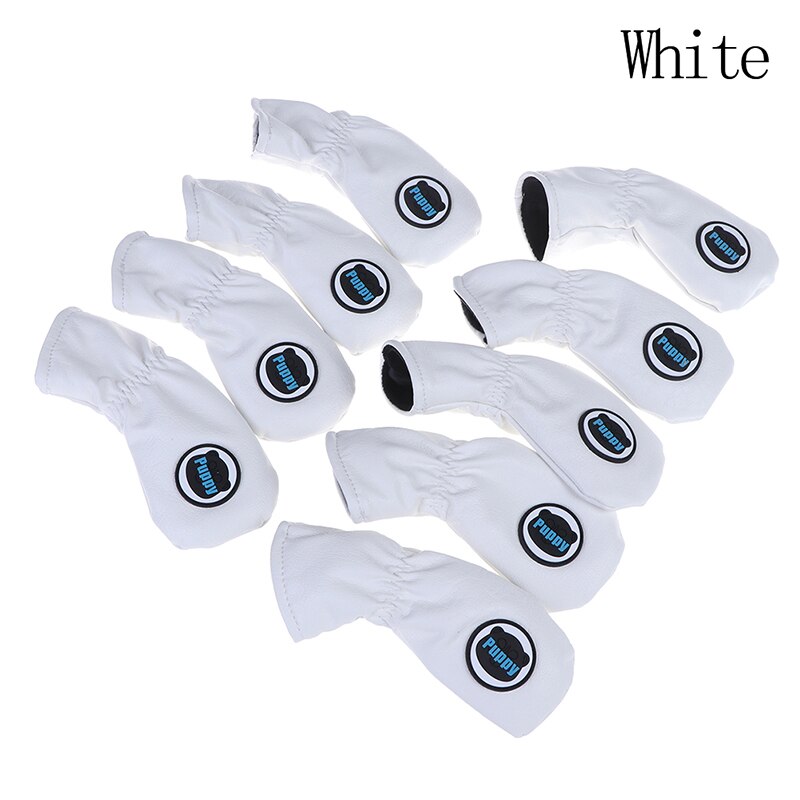 9 pièces Golf fer tête couvre fer Putter protection noir fenêtre Golf Club fer tête protecteur Golf accessoires: WHITE