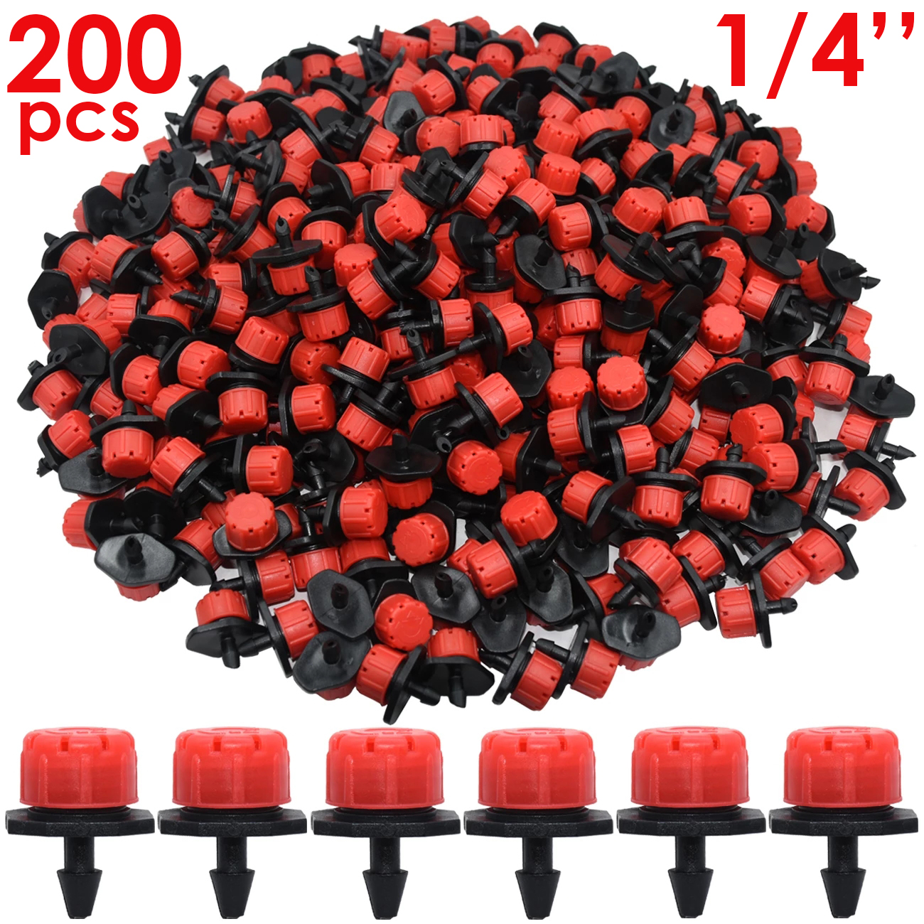 30-500PCS Adjustable 1/4 Irrigation Misting Dripper 360degree Sprinkler Drip Watering Tool 4/7mm Hose Garden Yard Greenhouse: KSL01-002-200