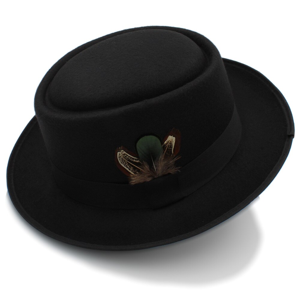 Women Men Autumn Felt Pork Pie Hat for Lad Crushable Hat Fedora Hat Walter Dad Winter Retro Fedora Hat