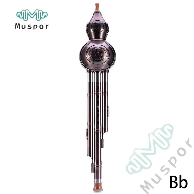 Three Tone Hulusi Flute Copper Plating ABS Gourd Flauta Crashproof Dampproof Calabash Flute: Bb Tone
