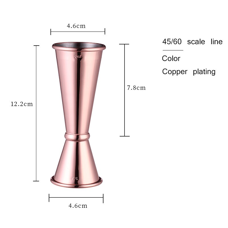 60/30ml dubbelzijdige cocktail likeur roestvrijstalen maatbekers 1.98oz/1oz barman drankmixer jigger shot barmaat: Koperkleur