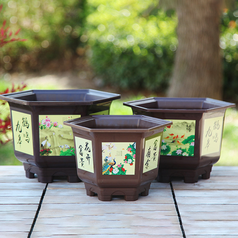 Practical Plastic Flower Pot Resin Large-diameter Potted Bonsai Garden Supplies Thickened Hydroponic Planter