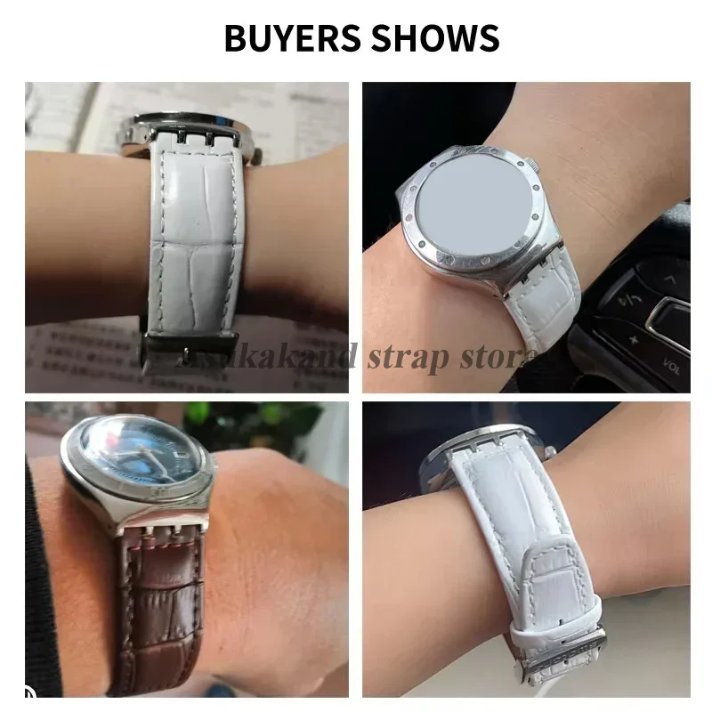 17mm 19mm Echtleder Armbinde für Swatch YCS YAS YGS Ironie Männer Frauen Sportuhrenarmband Männer Frauen Stahl Edelstahl Armbinde
