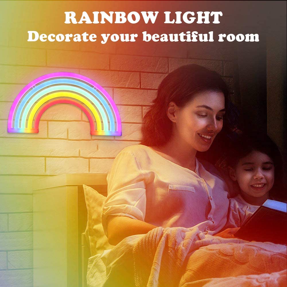 Rainbow Neon Light Sign Party Wall Hanging Lamp LED Neon Light Battery or USB Operated Light For Children Baby Room Home Decor