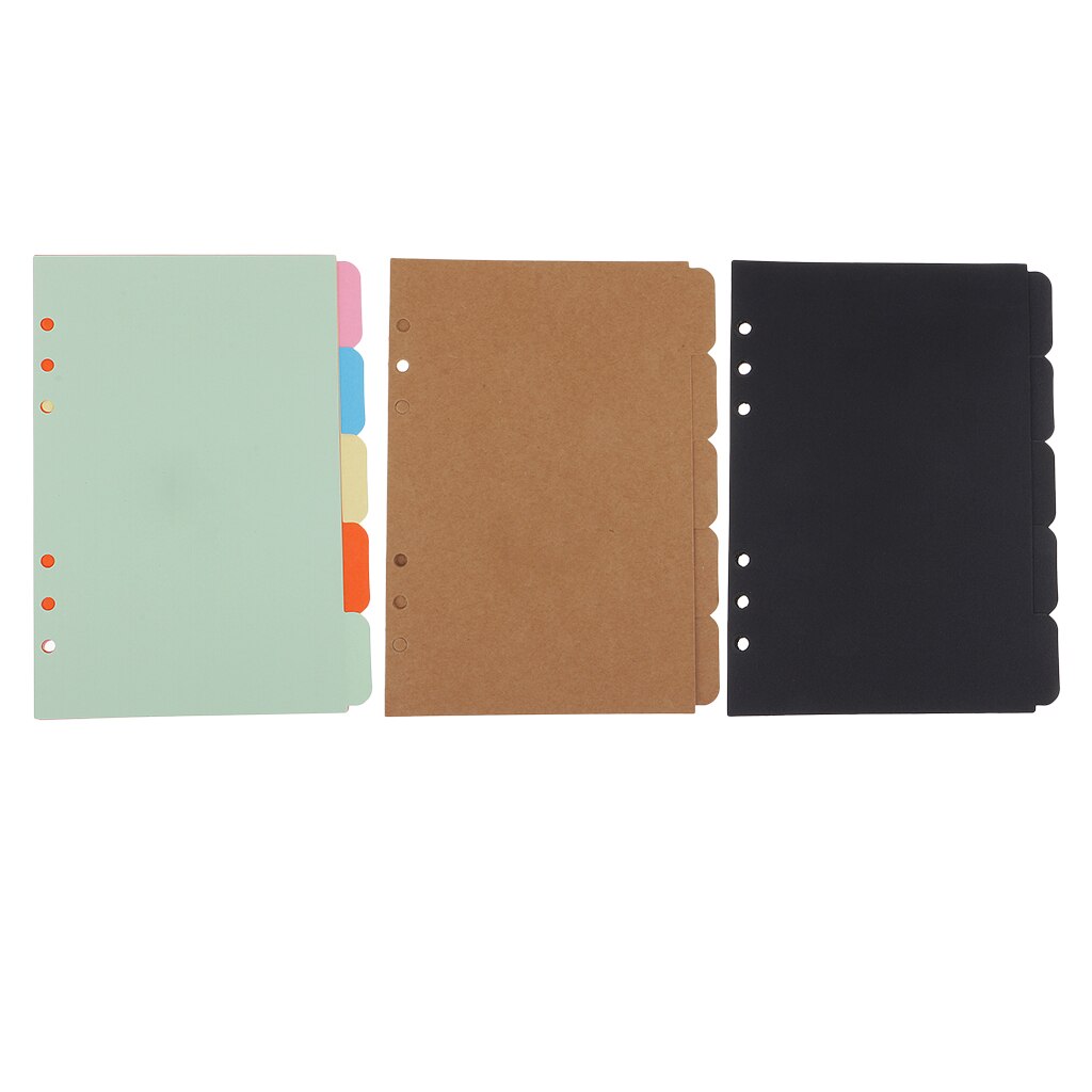 5pcs A5 Kraft Tabbed Paper Planner Notebook Scrapbook Album Divider Index Page for Filing Organizer DIY Crafts Supplies
