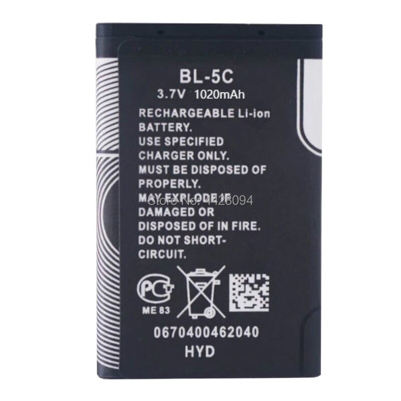 1Pc BL-5C BL5C Bl 5C Vervangende Li-Ion Lithium Batterij 1020Mah Batterijen Voor Nokia 1112 1208 1600 2610 2600 n70 N71