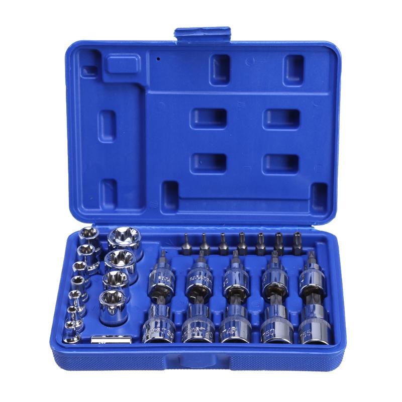 29Pc Security Star Torx Sockets Set Bit Male Female Sockets Ratchet Screwdriver Bit Socket Set